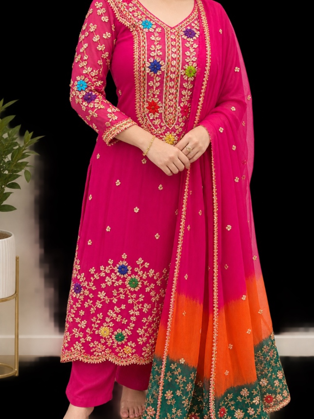 Pure Chiffon Pakistani Formal Suit with Gota Work